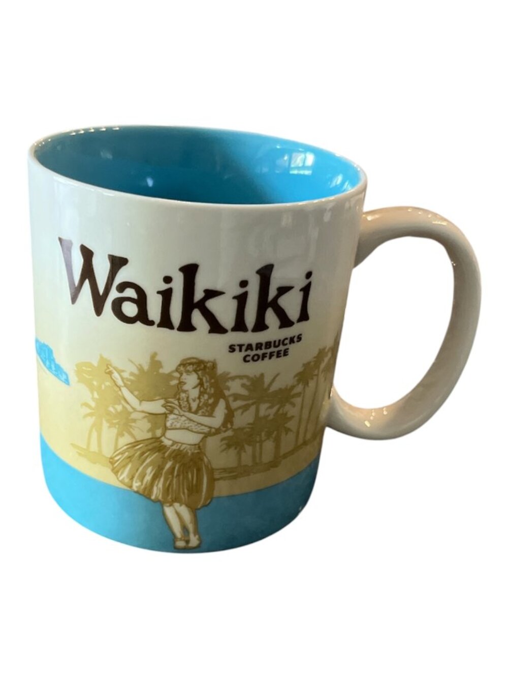 STARBUCKS Waikiki Mug Global Icon Series Hula Girl 16 oz Collectible Ceramic